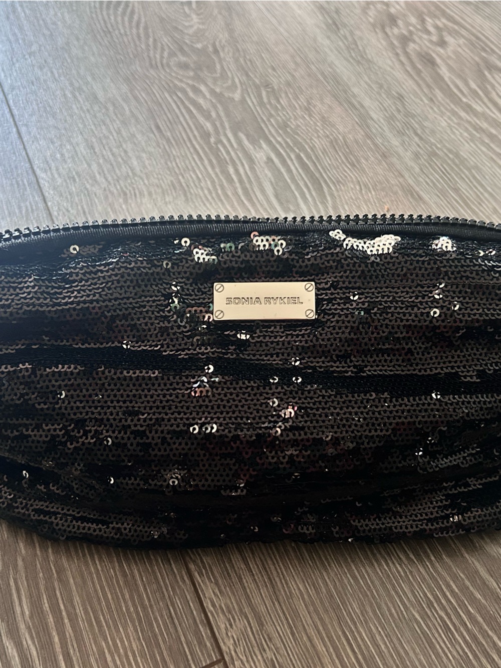 Sonia Rykiel Black Sequin Wristlet Clutch
